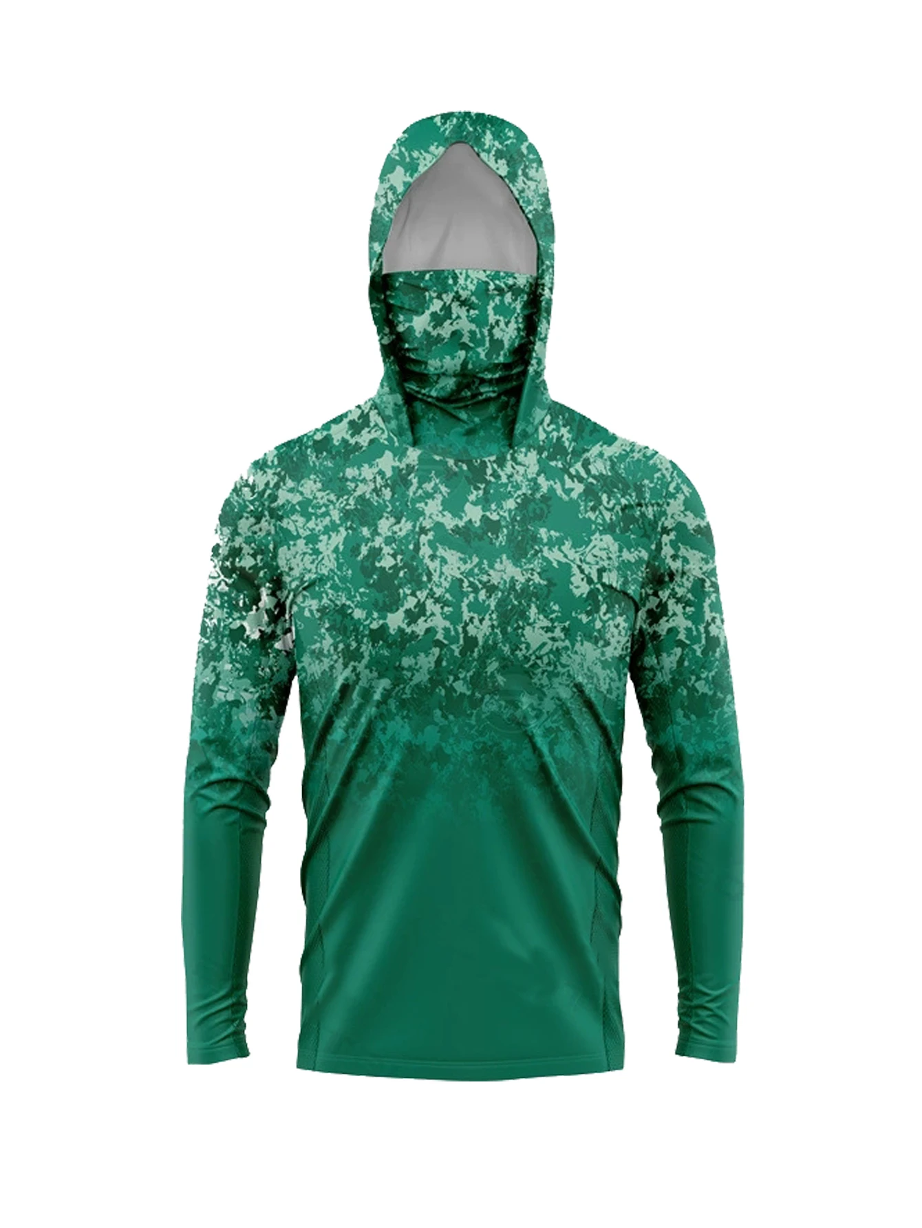 Fishing Shirt Uv Protection - Heren UPF50+ Zonbeschermende Vissershirt met Gezichtsmasker