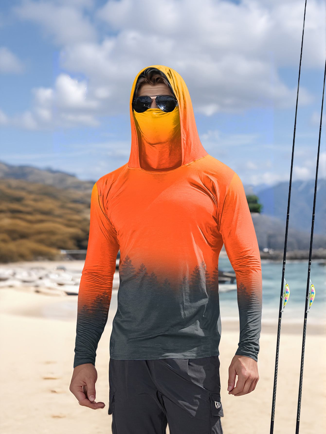 Heren hoodie met gradiënt bosp - Fishing Hoodie recensie en prijs